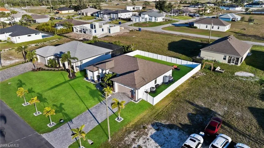 Aerial perspective of suburban area