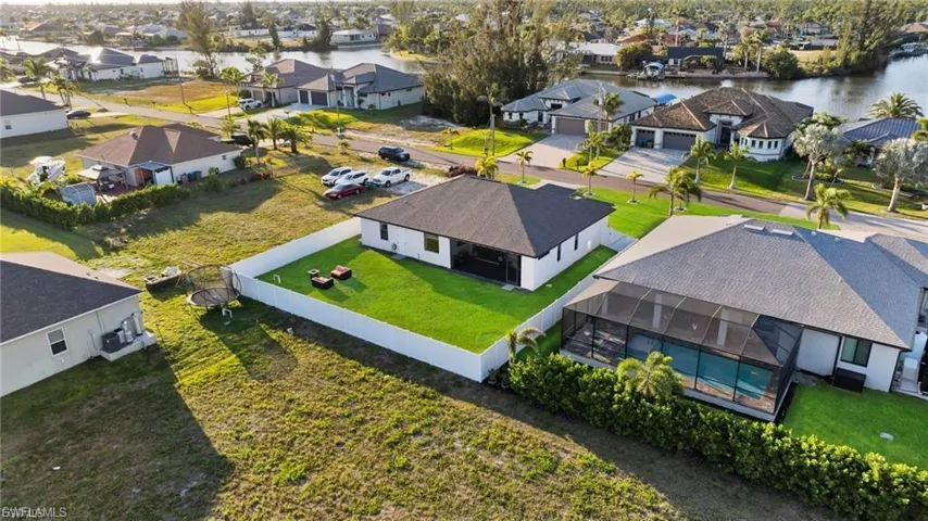 Aerial perspective of suburban area