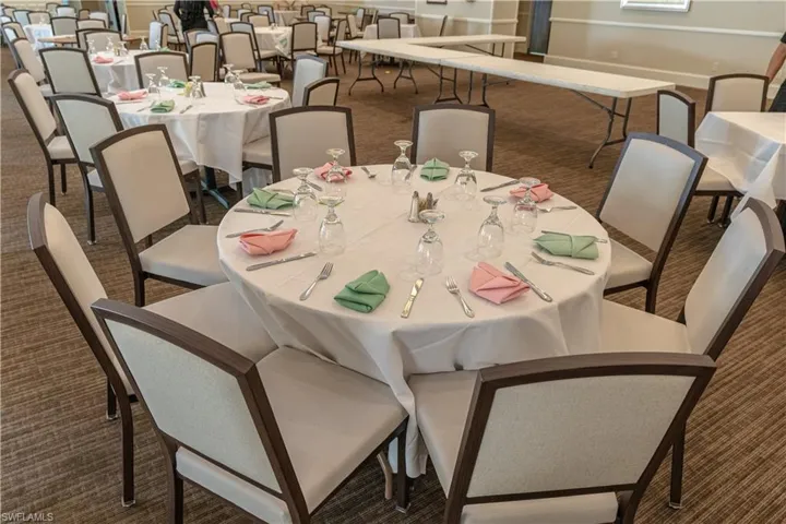 View of carpeted dining area