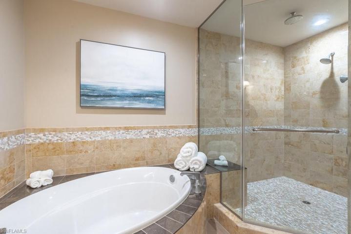 Separate soaking tub and shower
