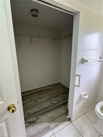 Spacious closet featuring light gray vinyl floors
