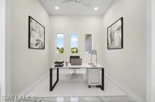 Office space with ceiling fan