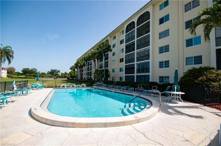 Pool in from of building