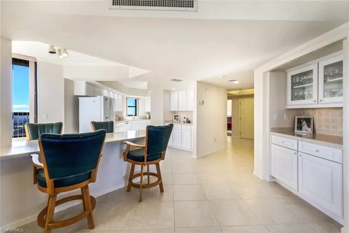 View of tiled dining room