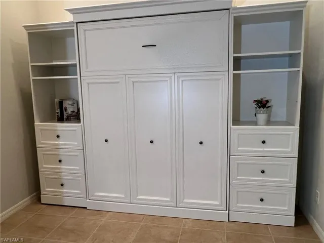View of Murphy Bed with pull down Queen sized bed
