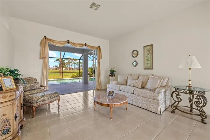 View of tiled living room