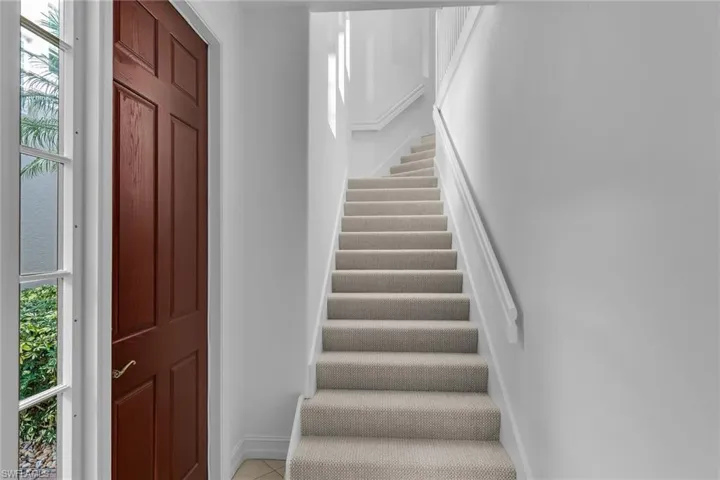Staircase leading to living area.