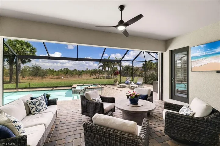 Expansive lanai with access to dinette, greatroom and primary suite