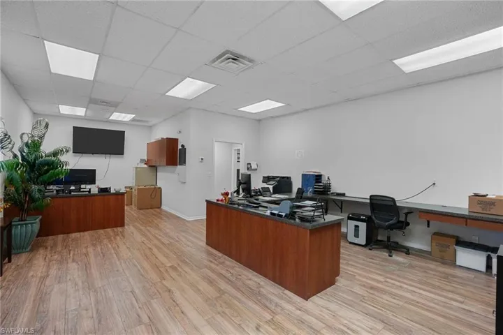 Office space with a drop ceiling