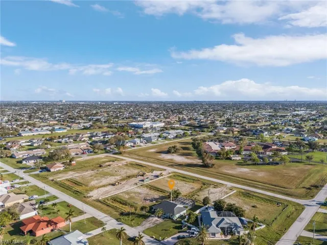 Aerial perspective of suburban area