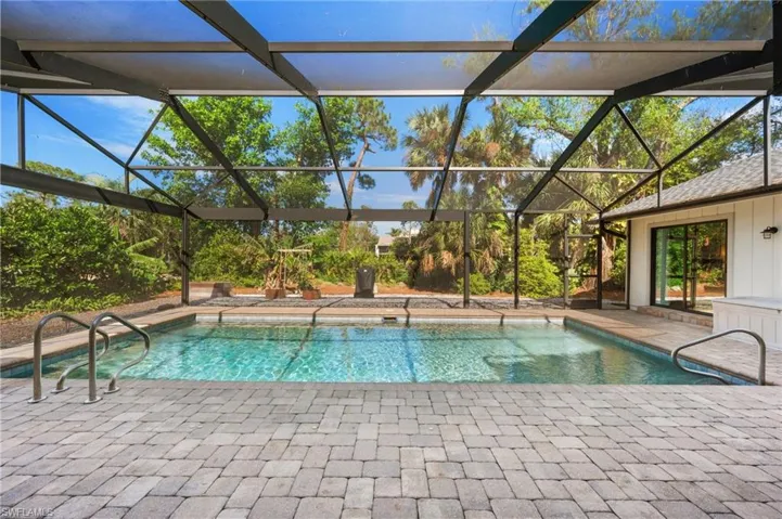 View of pool featuring a lanai and a patio area