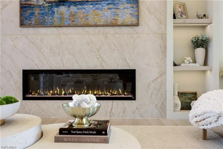 Detailed view of a fireplace