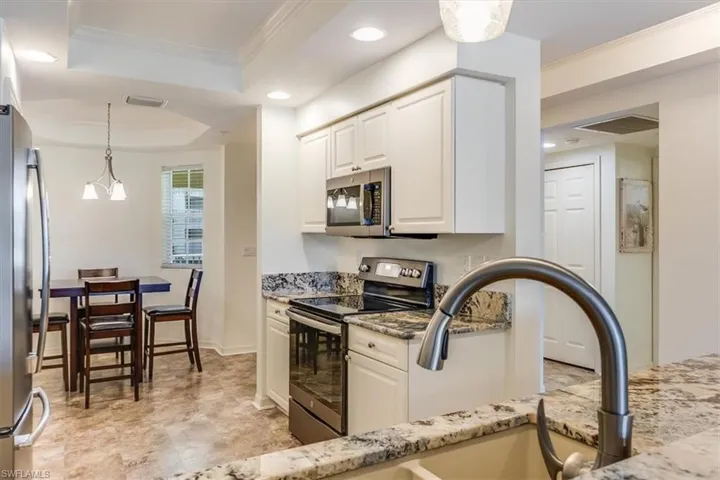 Kitchen open to dining area