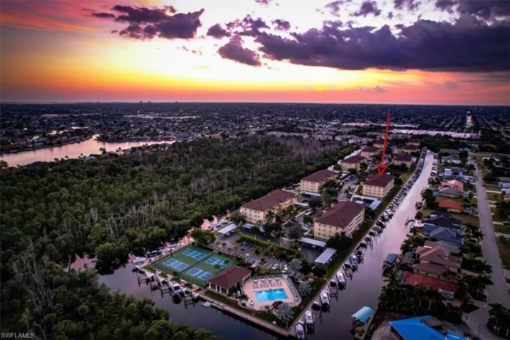 Sweeping aerial view of the communities amenities