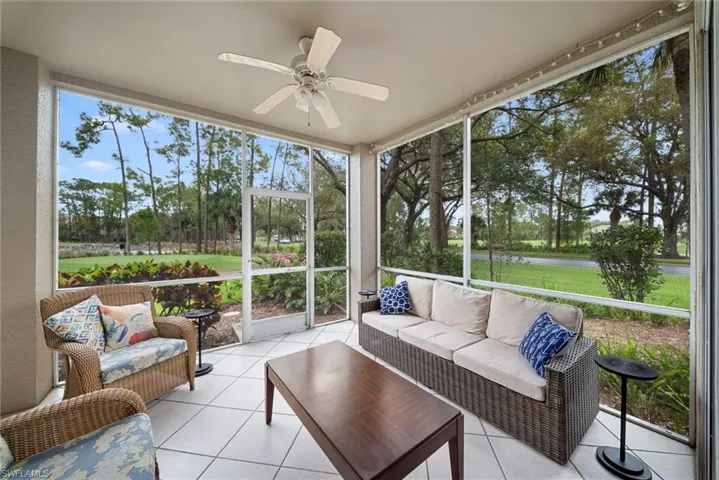 Sunroom with an outdoor living space, ceiling fan, and plenty of natural light