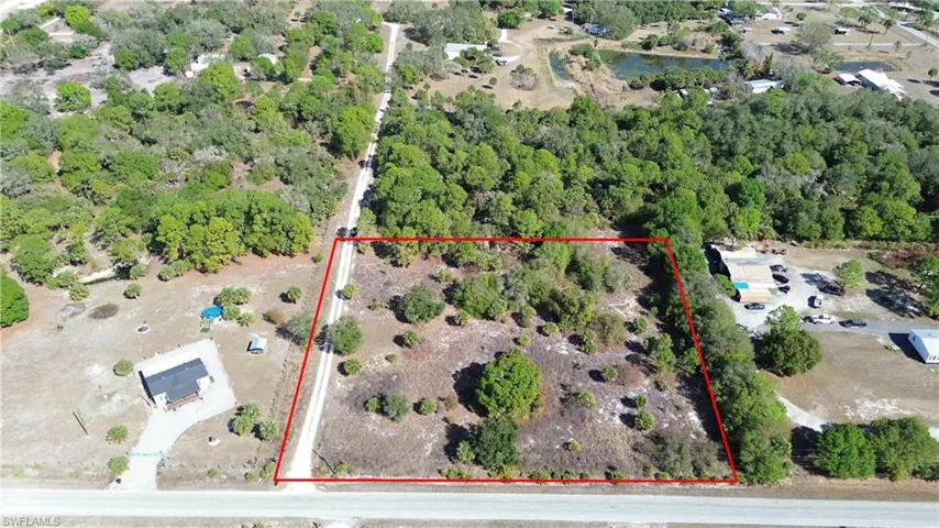 Aerial view of property's location with property parcel outlined