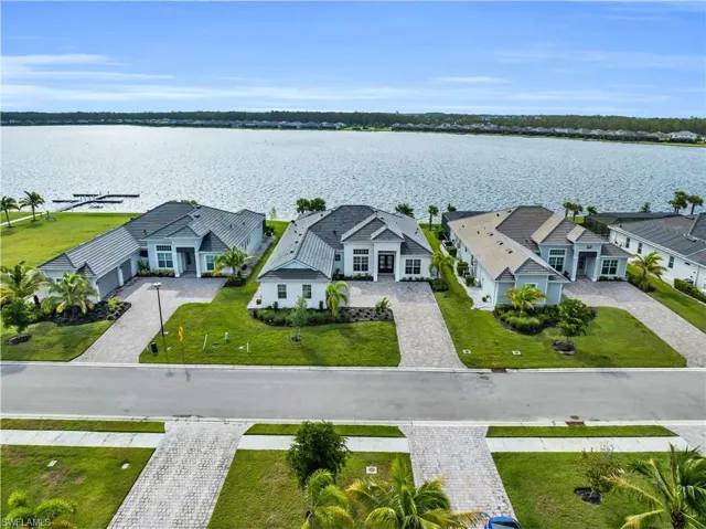 Aerial view with a water viewVirtually enhanced