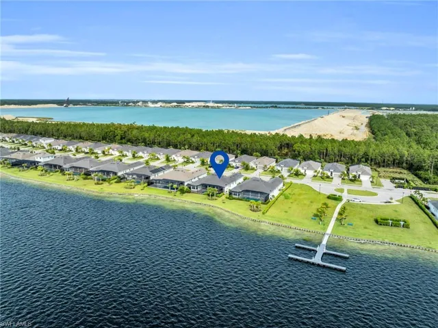 Aerial view featuring a water viewVirtually enhanced