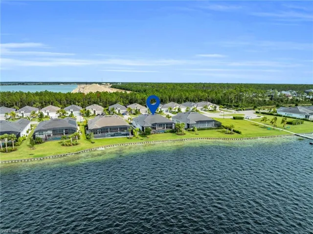 Bird's eye view with a water viewVirtually enhanced