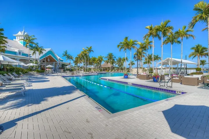 The pool area has 2 lap lanes for swimming laps.