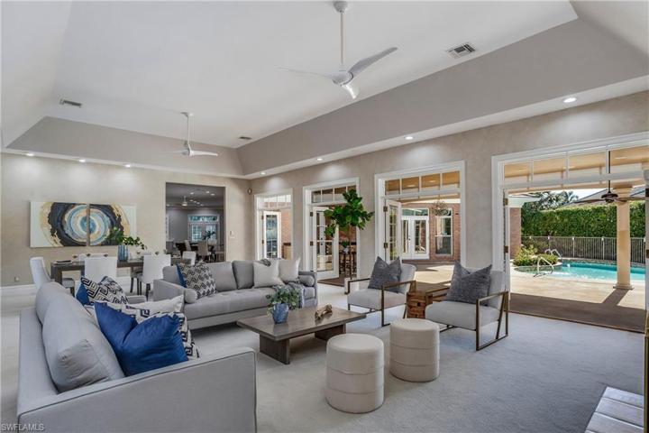 Open floor plan, opens up to the pool.