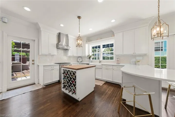 Kitchen opens to back covered patio