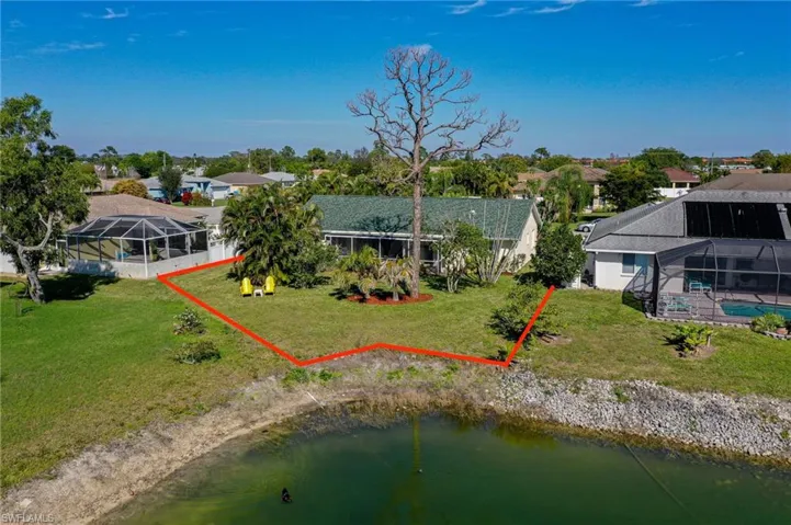 Back of property highlighted