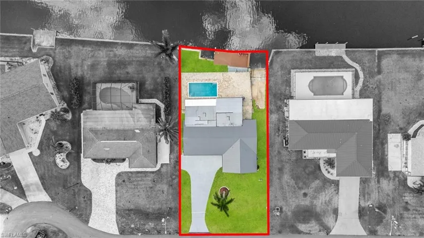 Virtually enhanced. View of property location featuring property boundaries highlighted