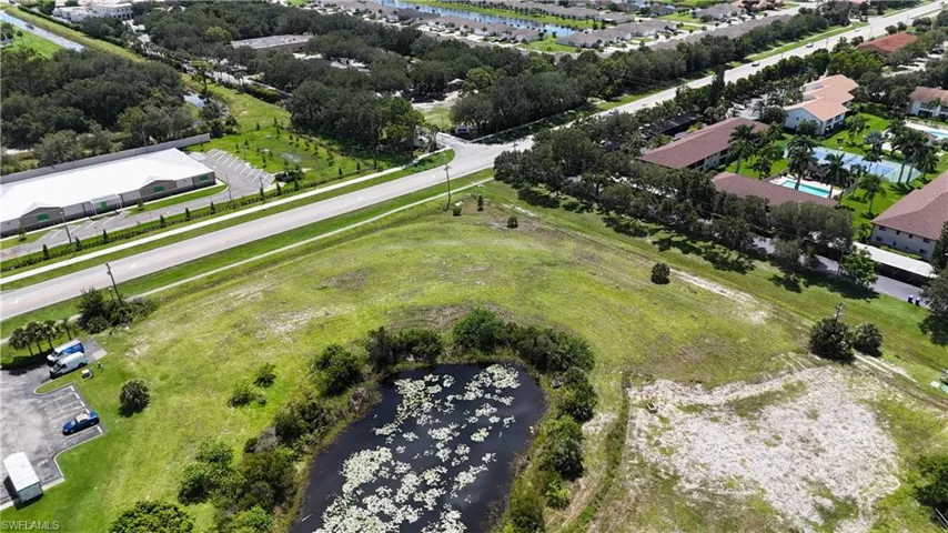 Bird's eye view of a nearby body of water