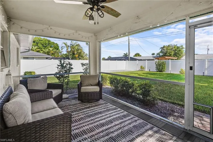 View of fenced backyard