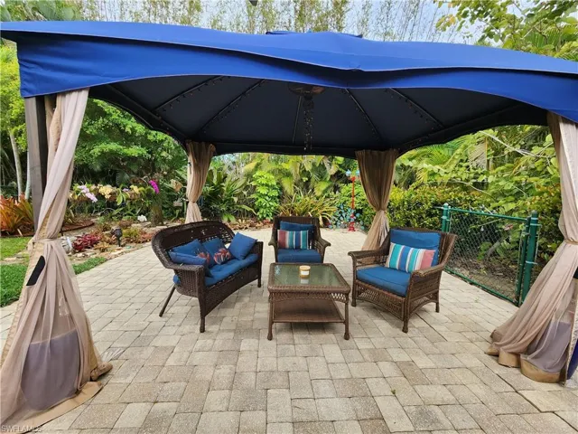 Gazebo with extended pavered deck