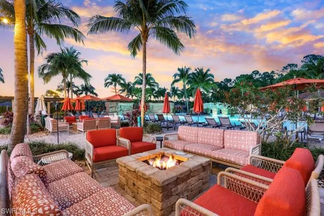 Outdoor living space with a fire pit