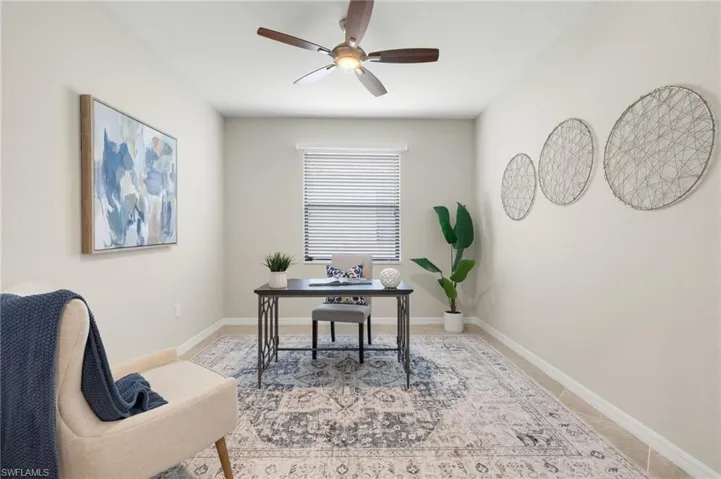 Office with ceiling fan