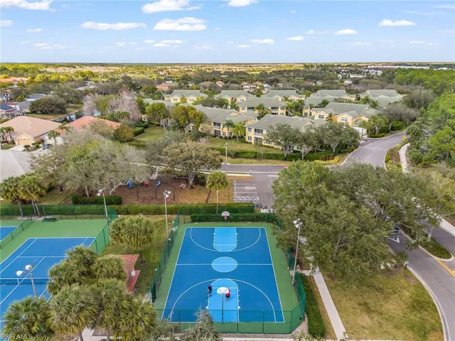 Aerial perspective of suburban area