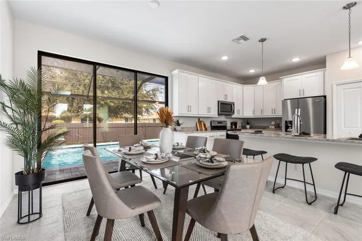 Triple sliders leading to pool area