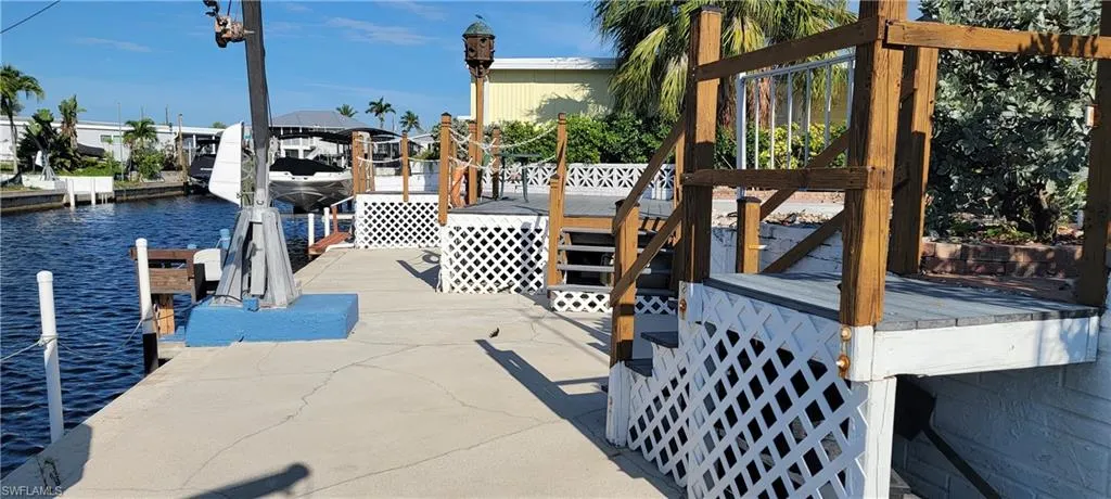 View of patio along the canal facing west