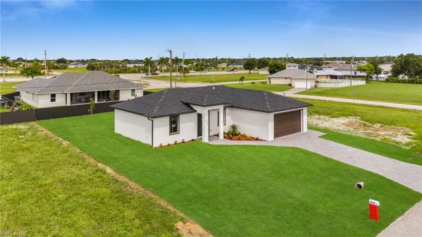 Aerial perspective of suburban area