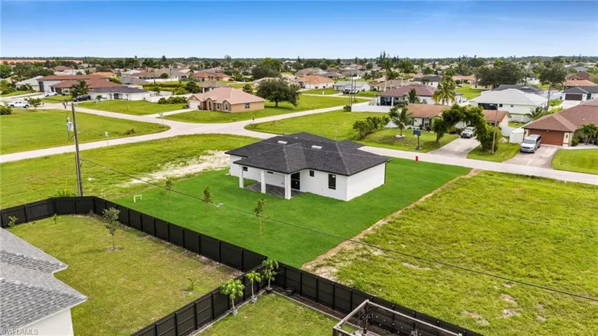 Aerial perspective of suburban area