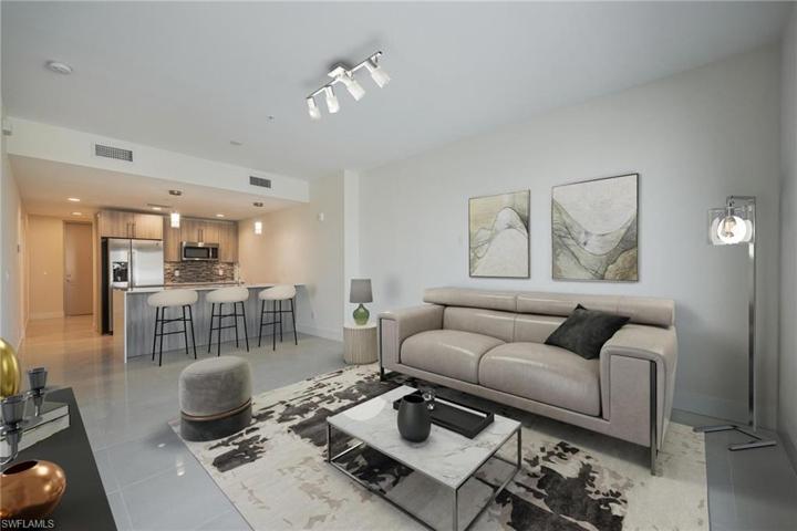 One Bedroom Option 1: Kitchen, living, dining - virtually