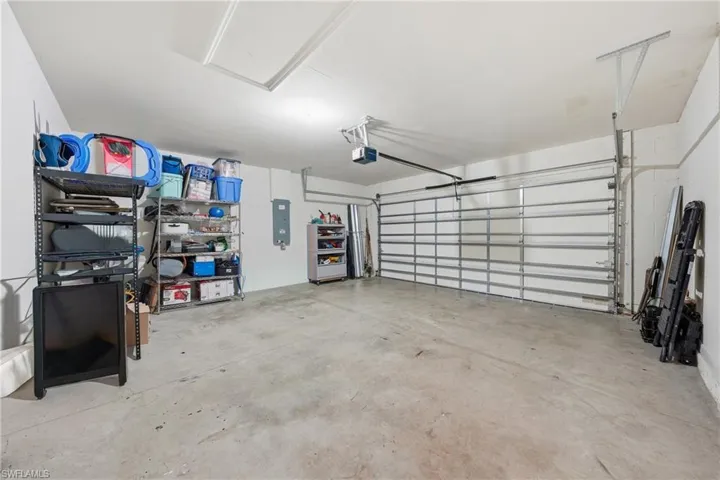Garage featuring electric panel