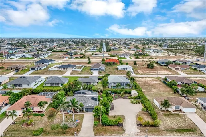 Aerial perspective of suburban area