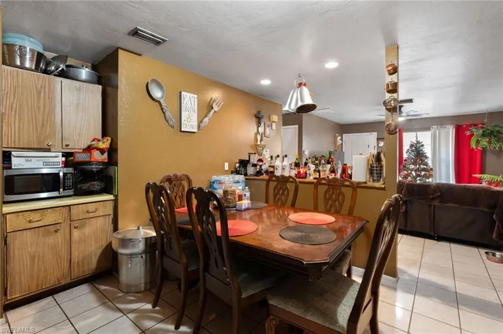 View of tiled dining area