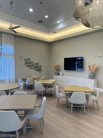 Card room with large screen television