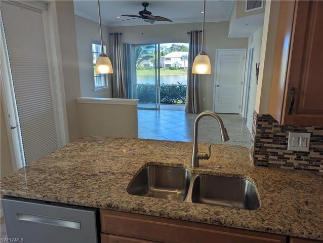 View of lake from kitchen sink.