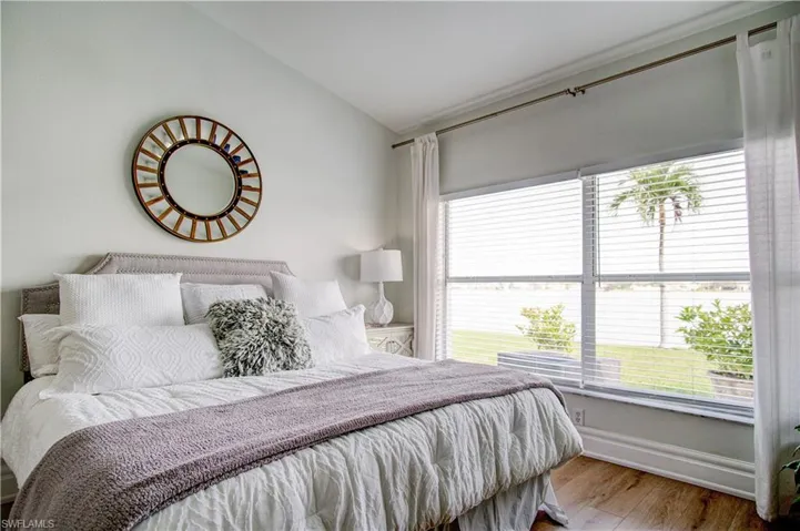 Primary bedroom has lake views