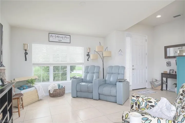 View of tiled living room