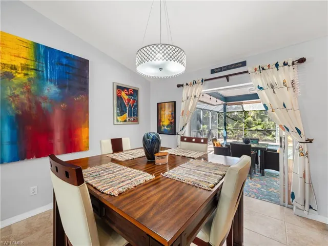Dining room featuring light tile patterned floors