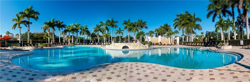 View of swimming pool with a patio
