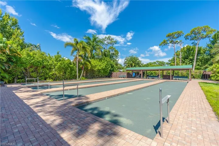View of bocce courts