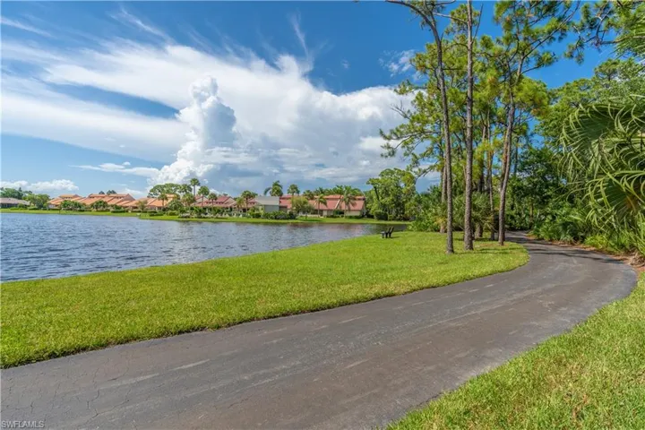 View of walking trail alongisde lake